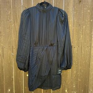 Lulus Black Metallic Stripe Mini Dress – Size XS (NWT)